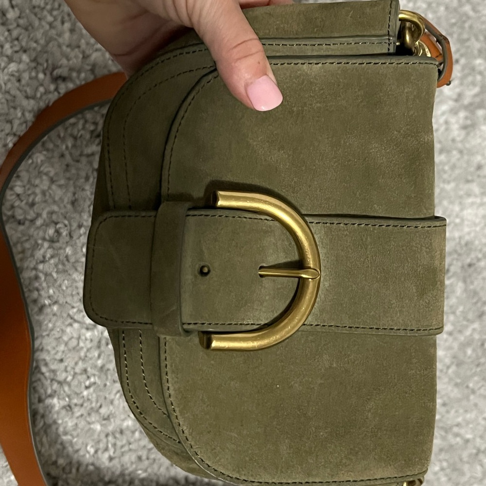 J.Crew Suede purse with thick leather strap